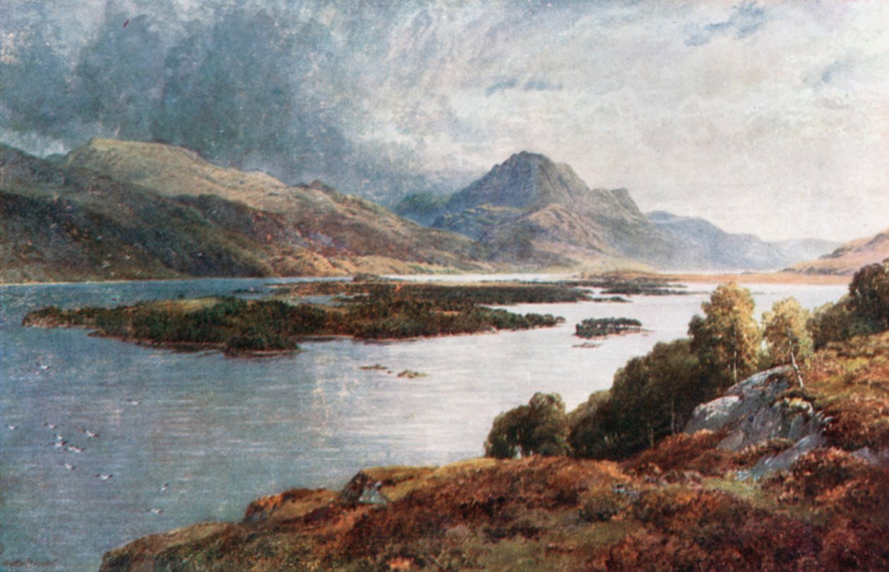 Loch Maree-øyene, Ross-Shire (fargelitografi) av Henry Sutton Palmer