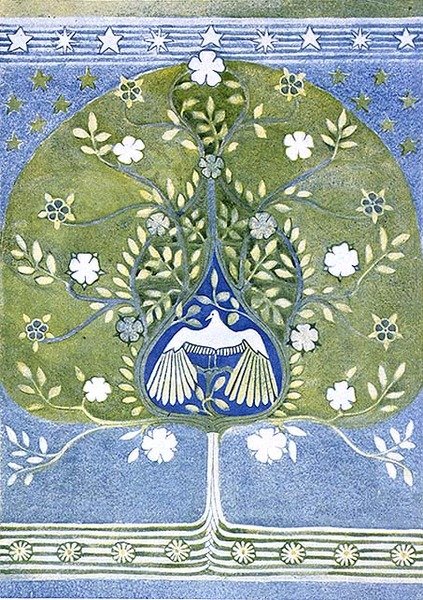 Design for en applikert og brodert portriere Vol XIV fra 