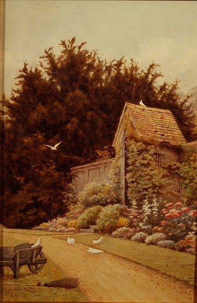 Et gammelt hagehus på Hartwell House av Henry Terry