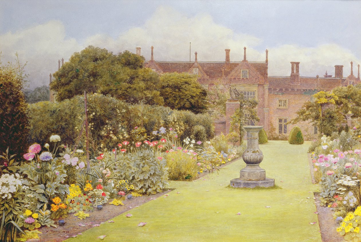 The Grass Walk, Helmingham Hall, 1892 (wc på papir) av Henry Terry