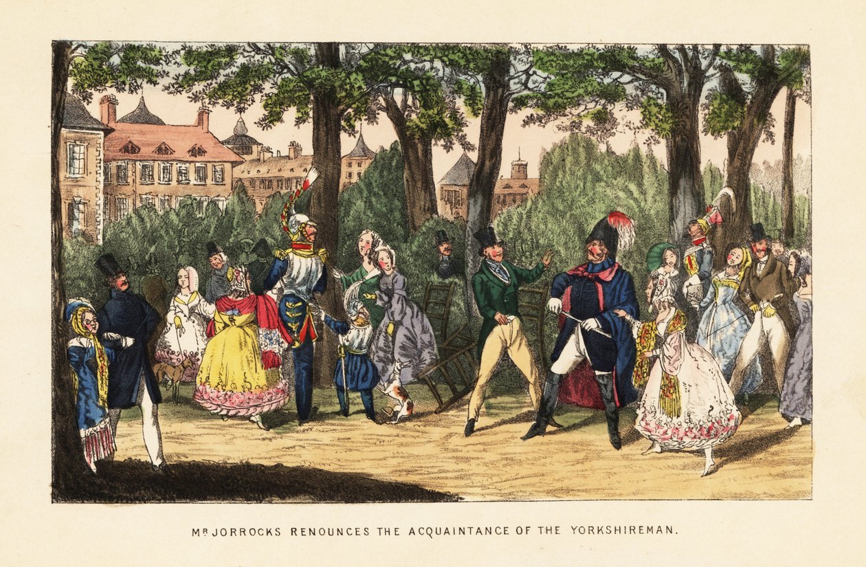 Engelske turister som promenerer i Tuileries Garden, Paris av Henry Thomas (after) Alken