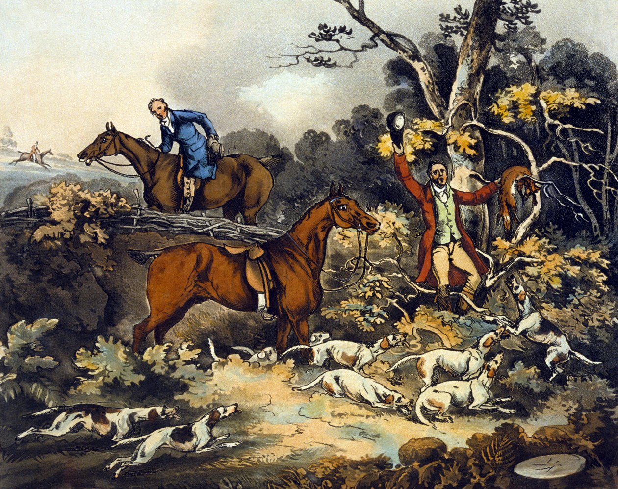 Døden, fra 'Revejakt', gravert av Thomas Sutherland (1785-1838) 1817 (farge litho) av Henry Thomas (after) Alken