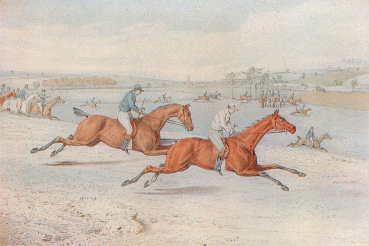 En hindring: Starten. Off they Go - med hvitt for valg, 1827 av Henry Thomas Alken