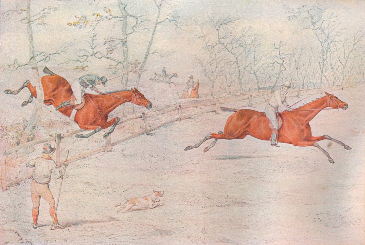 En hindring: Dekker et sterkt oksegjerde. Ned for hundre!, 1927 av Henry Thomas Alken