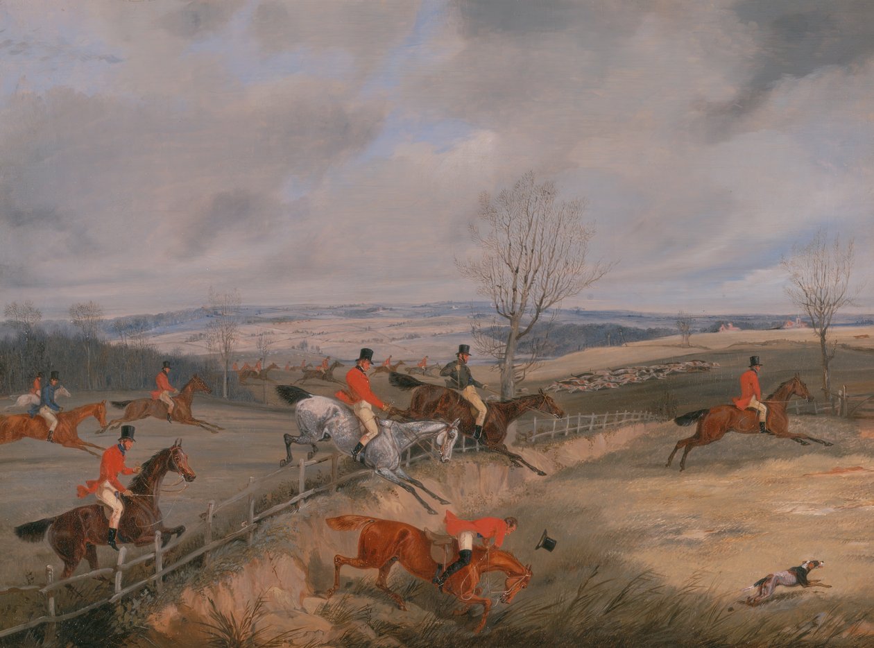 Jaktscene: Tegning av omslaget, ca. 1840. av Henry Thomas Alken