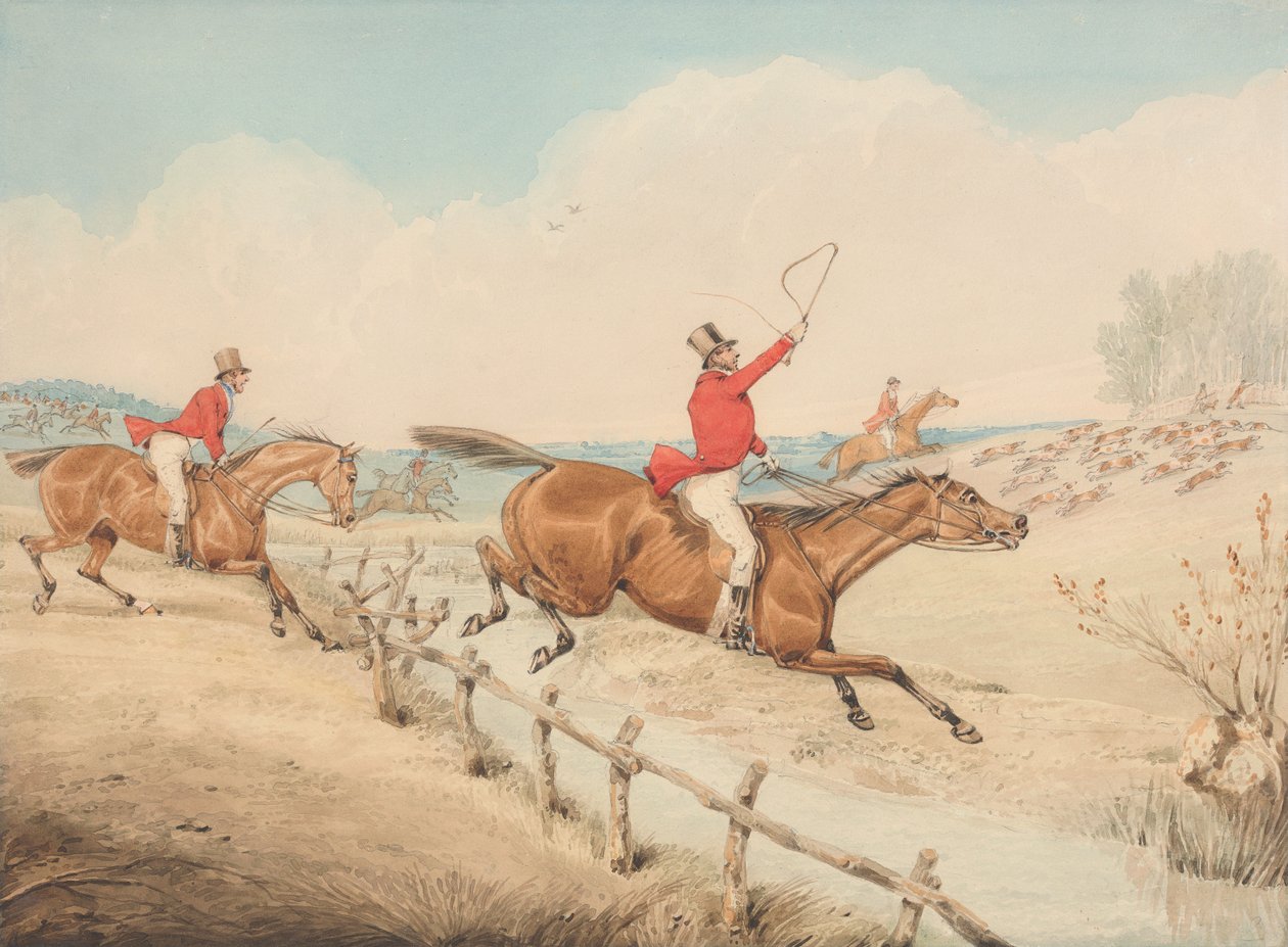 Hopping over et lavt gjerde og en bekk av Henry Thomas Alken