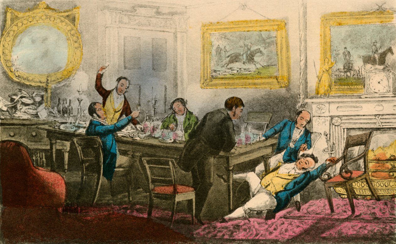 Løft meg opp! Knyt meg i stolen min! Fyll mitt glass!, 1838 av Henry Thomas Alken