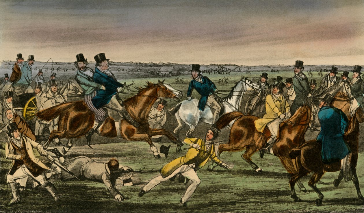 Mr. Jorrocks gjør inngangen sin til Newmarket Betting-ring, 1838 av Henry Thomas Alken