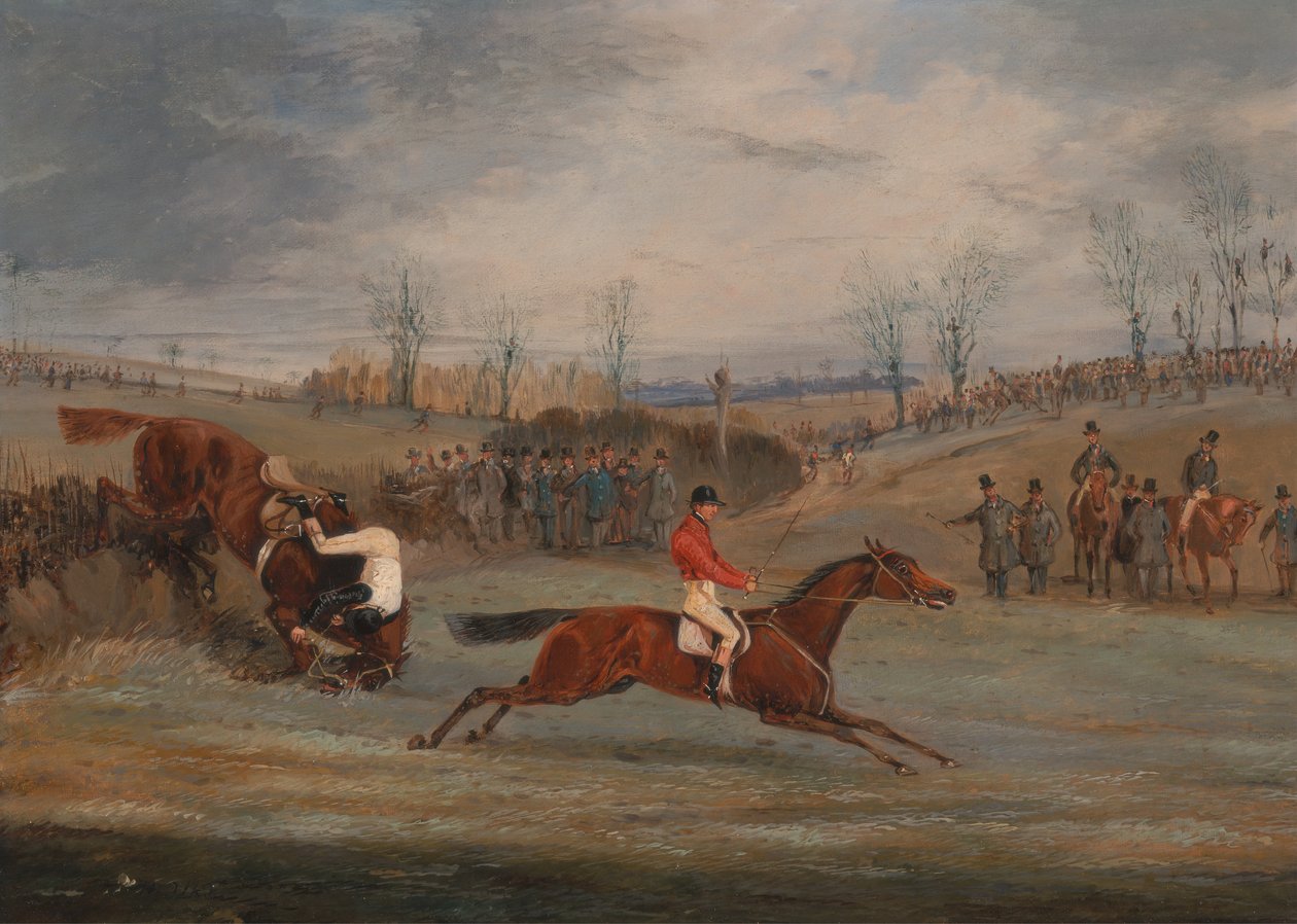 Scener fra en hindring: Nær målgang, ca. 1845. av Henry Thomas Alken