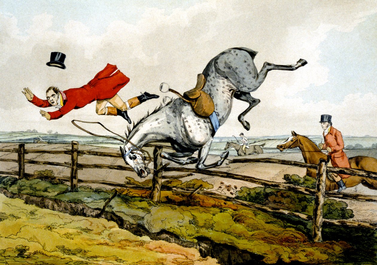 Ta en tumble, fra "Kvalifiserte hester og ukvalifiserte ryttere" av Henry Thomas Alken