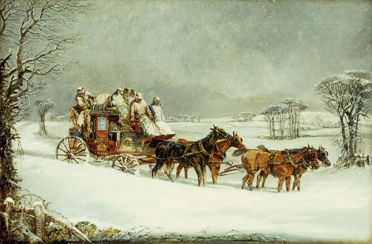The York til London Royal Mail på den åpne veien om vinteren, av Henry Thomas Alken