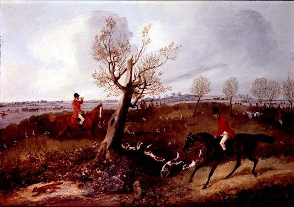 Se Halloo (en av et sett på fire) (olje på lerret) av Henry Thomas Alken