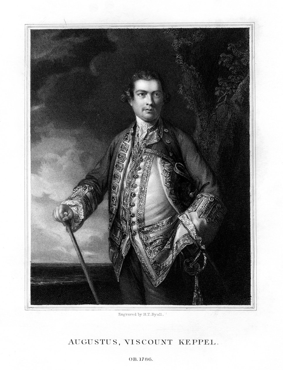 Augustus Keppel, 1. Viscount Keppel, britisk admiral, 1833. av Henry Thomas Ryall