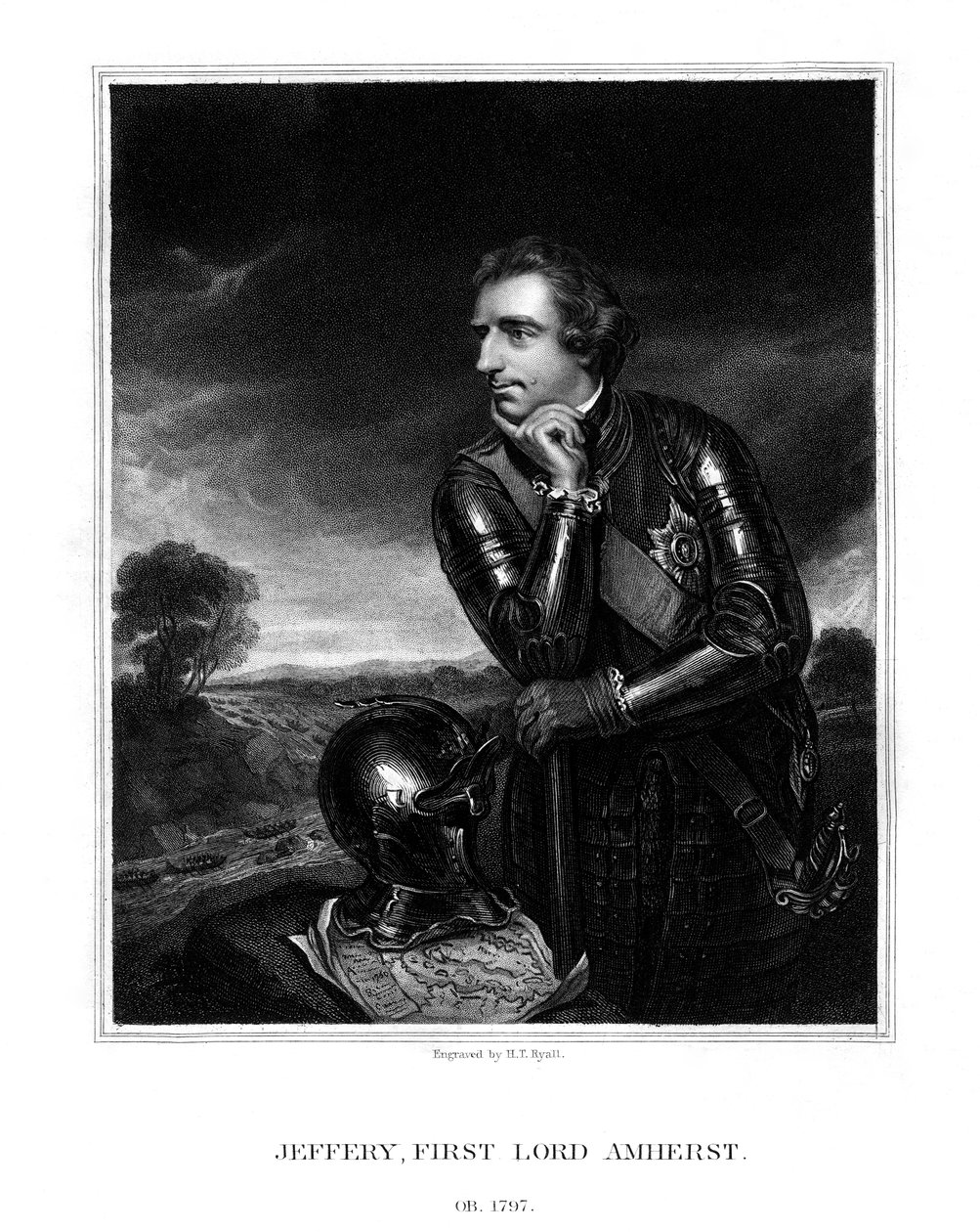 Jeffery Amherst, 1. baron Amherst, øverstkommanderende for den britiske hæren, 1832. av Henry Thomas Ryall