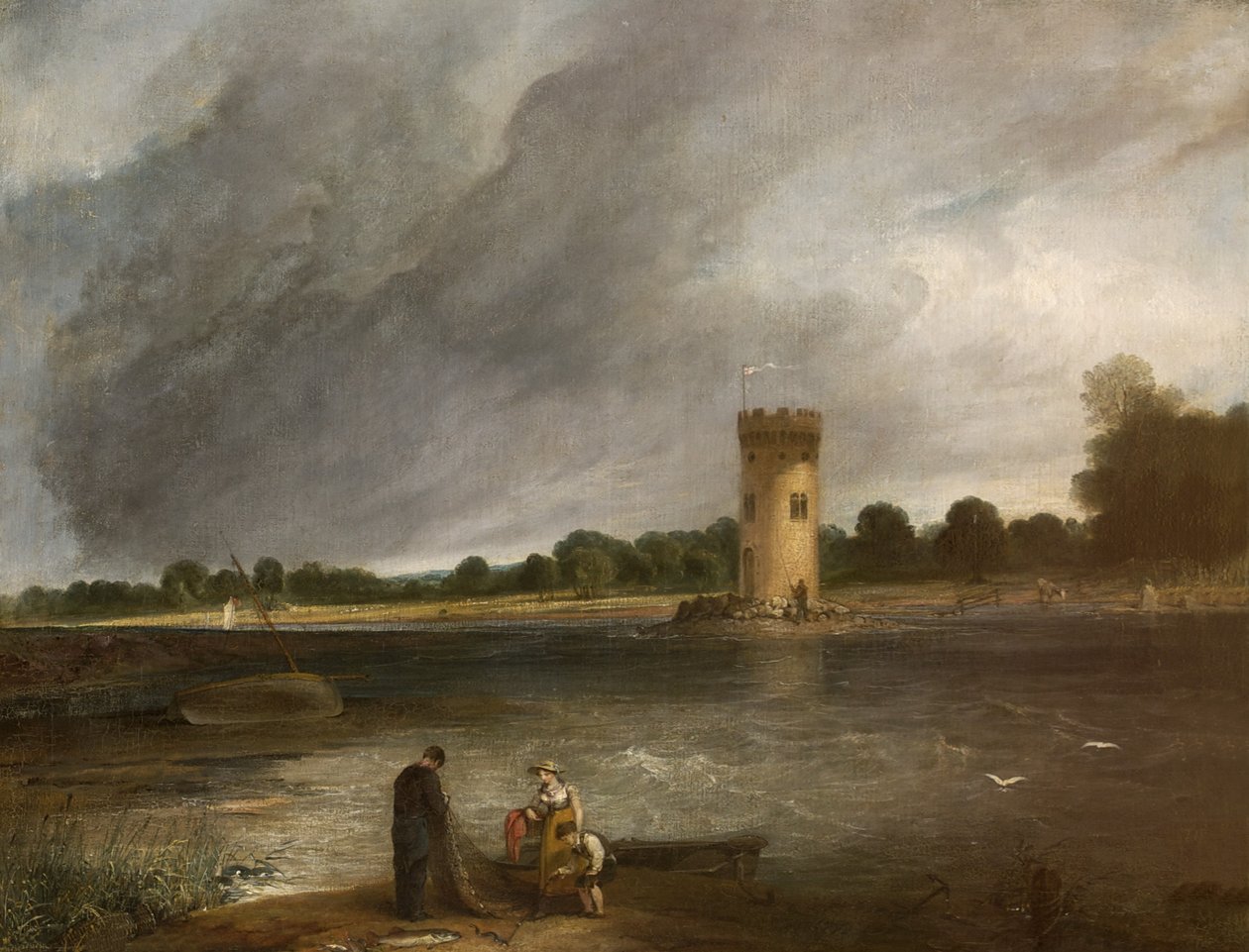 Tabley Lake and Tower, setet til Sir John Leicester, Bt av Henry Thomson