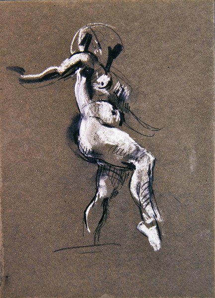 Kvinnelig naken stående, ca. 1900 (kritt på papir) (verso av 367144) av Henry Tonks