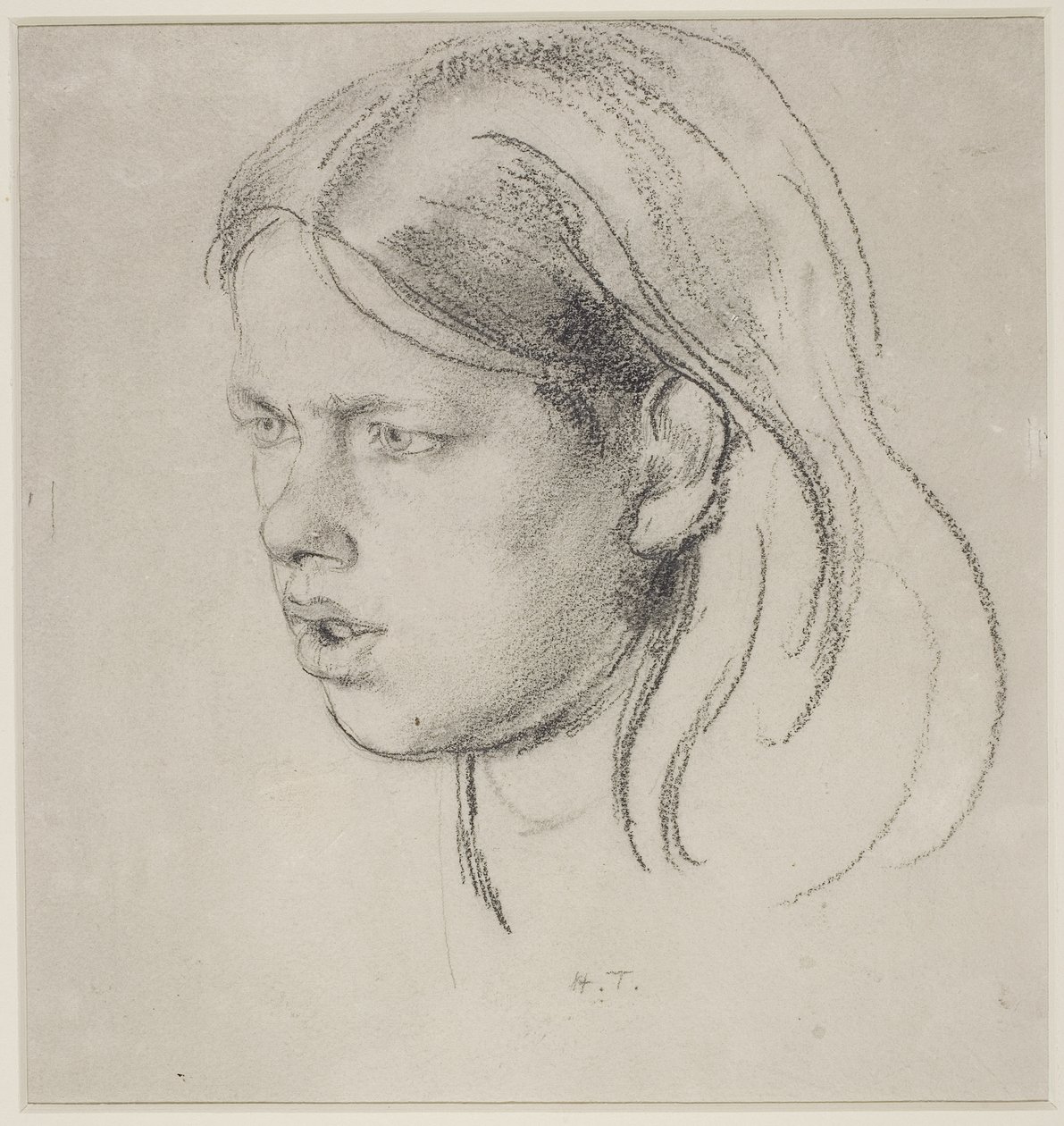 Head of a Girl (kritt på papir) av Henry Tonks