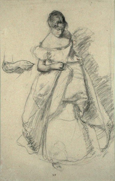 Study of a Girl (svart kritt med rødt kritt) av Henry Tonks