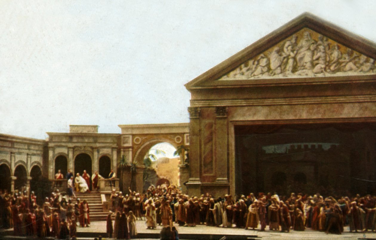 Spillere på scenen i Oberammergau Passion Play, 1922. av Henry Traut