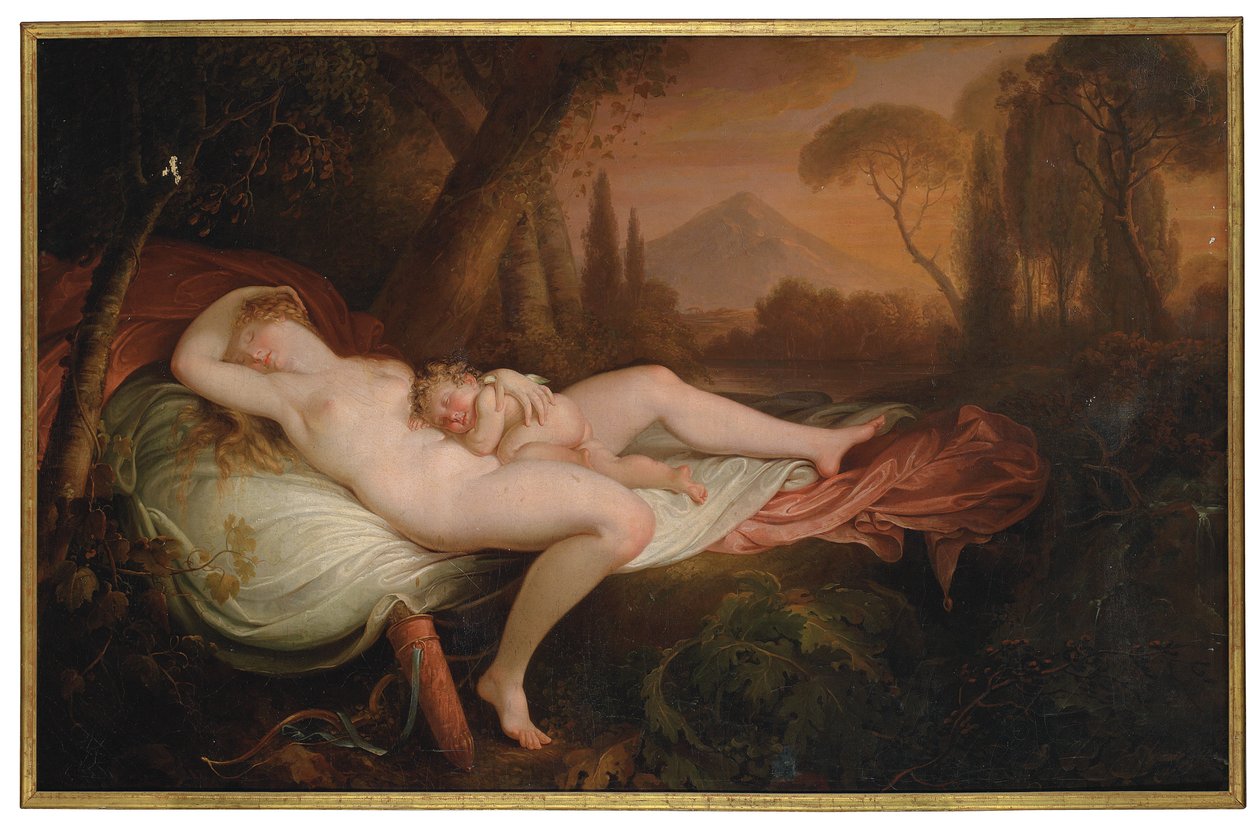 Venus og Amor i et skogslandskap av Henry Tresham