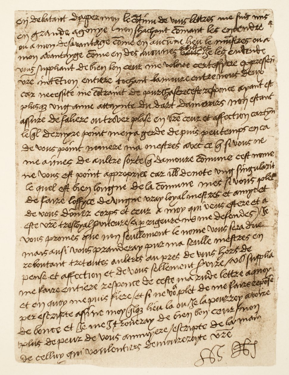 Faksimile av et brev fra Henry VIII til Anne Boleyn datert 1527, pub. 1902 (kollotype) av Henry VIII (after)