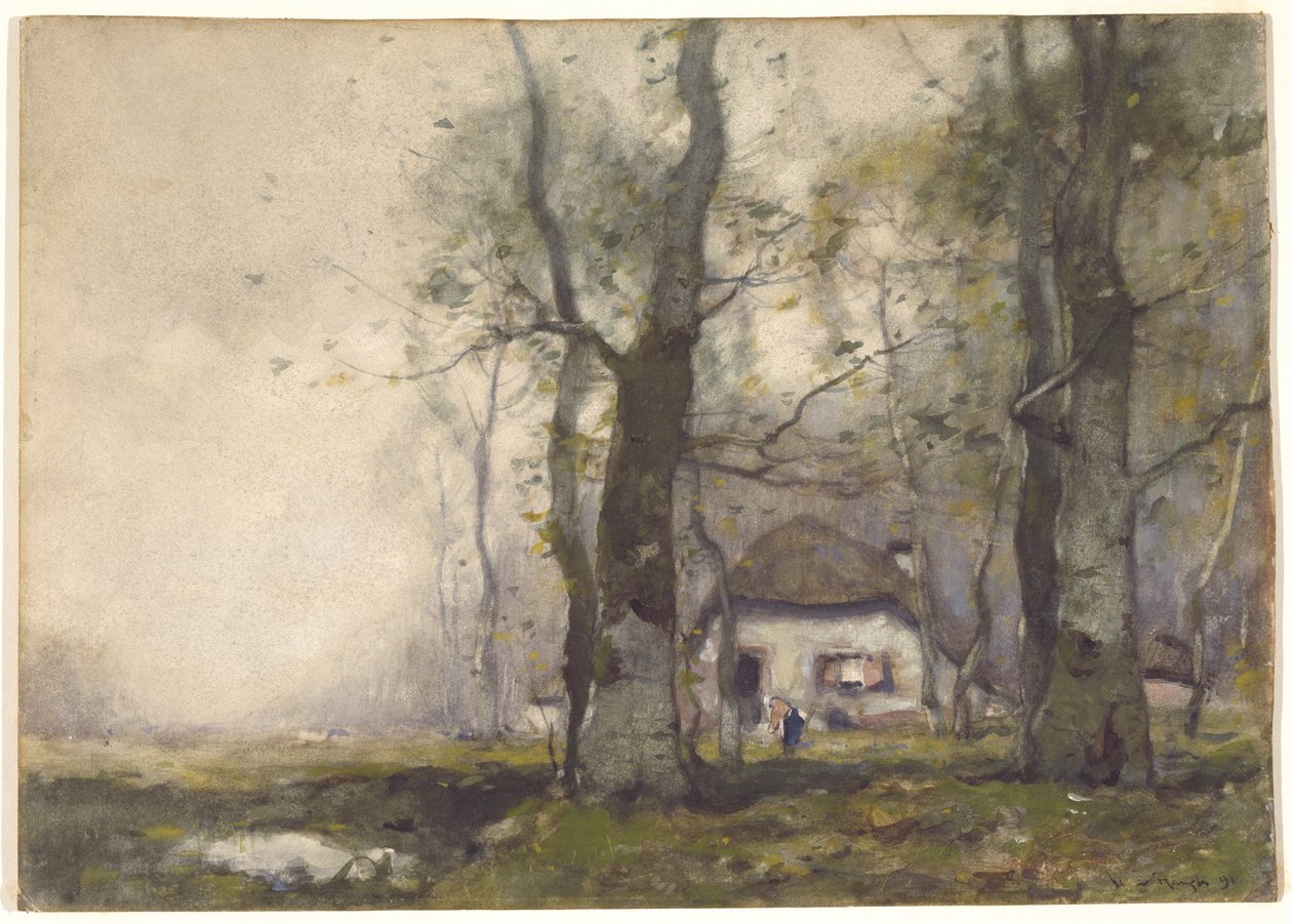 Lodge in the Woods, 1891 (wc på papir) av Henry Ward Ranger