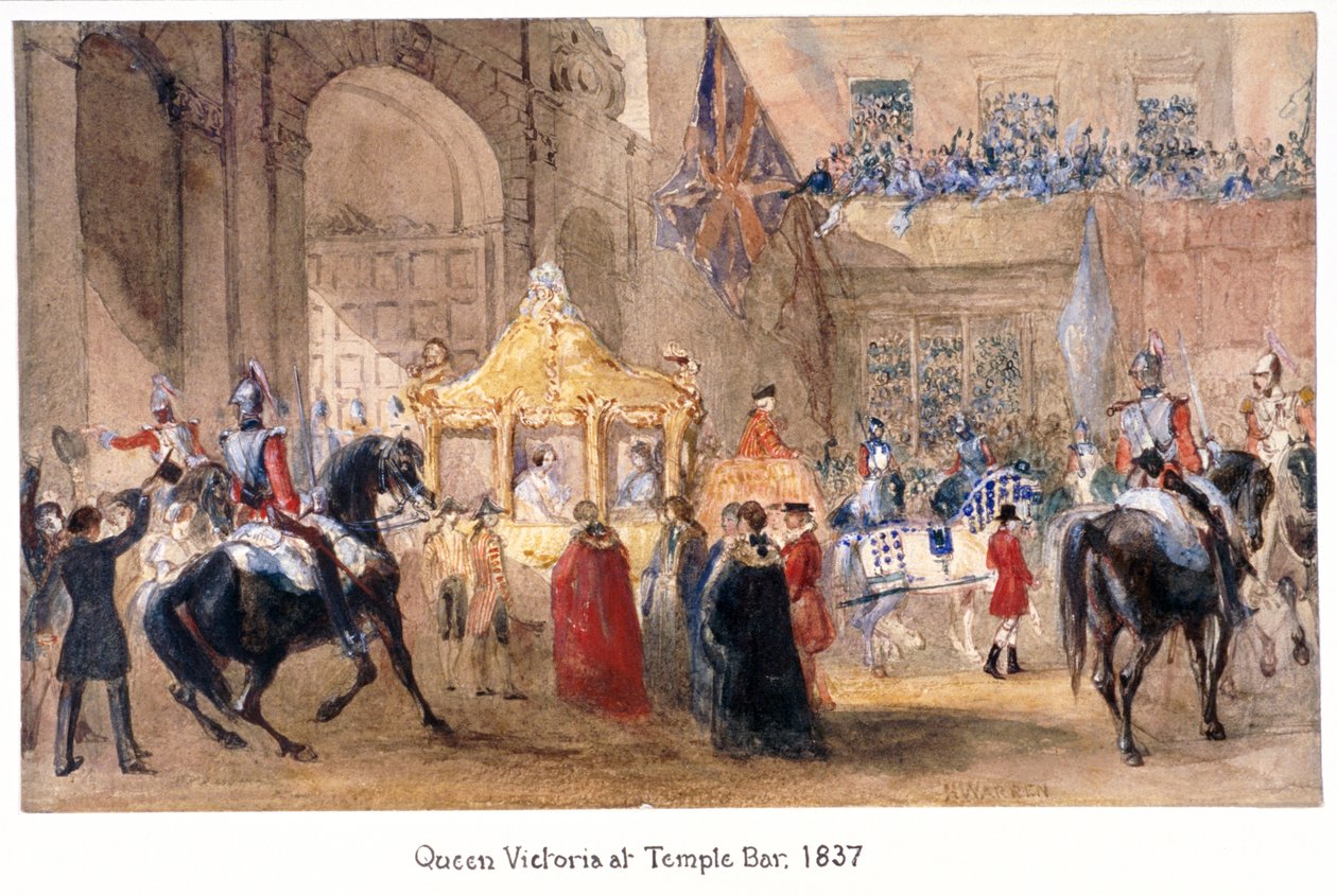 Dronning Victoria på Temple Bar, London, 1837 av Henry Warren
