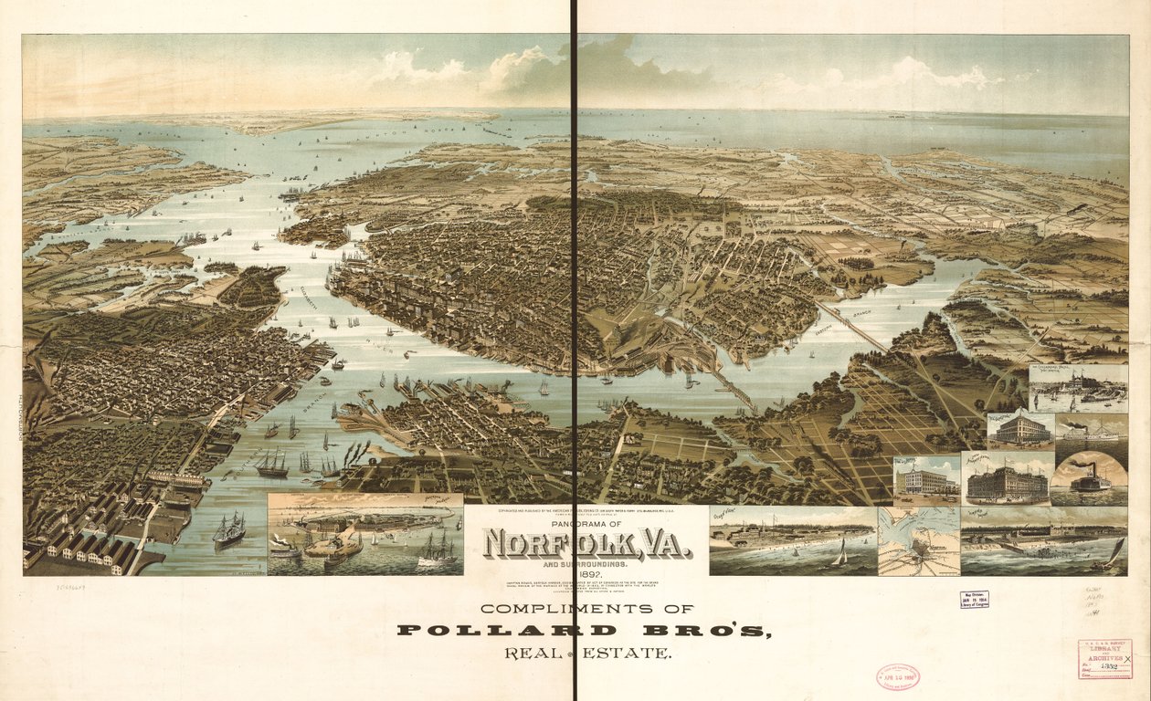 Panorama over Norfolk og omegn 1892. av Henry Wellge