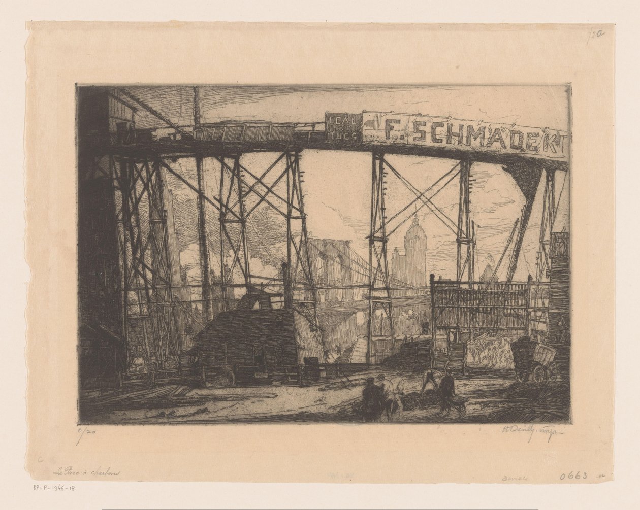 Utsikt over New York fra et verksted av Henry Wilfrid Deville (signed by artist)