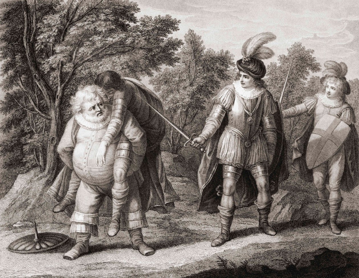 Falstaff med kroppen til Hotspur på ryggen. (skrive ut) av Henry William (after) Bunbury