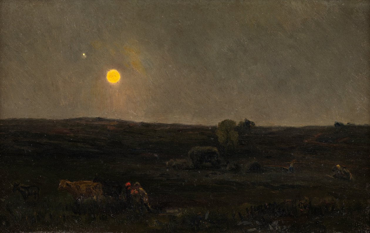 Fullmåne, Picardie (olje på papir) av Henry William Banks Davis