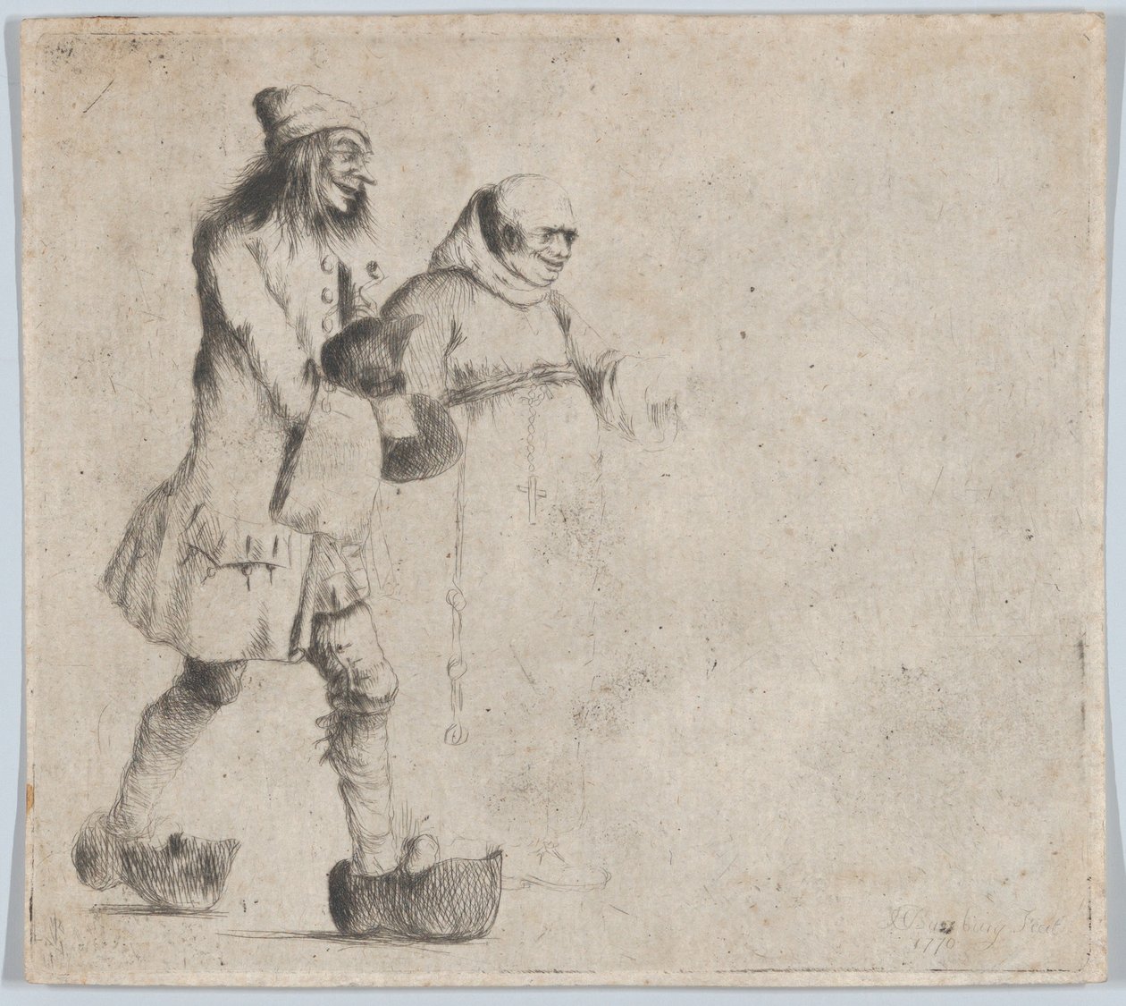 Glad bonde og munk, 1770. av Henry William Bunbury