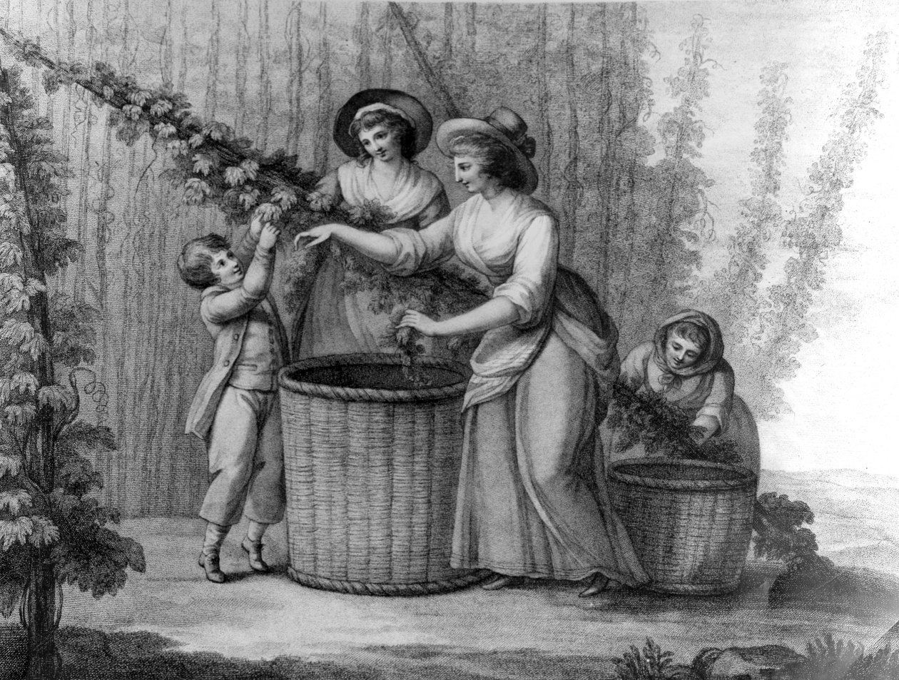 Hop Pickers, gravert av William Dickinson, 1803 av Henry William Bunbury