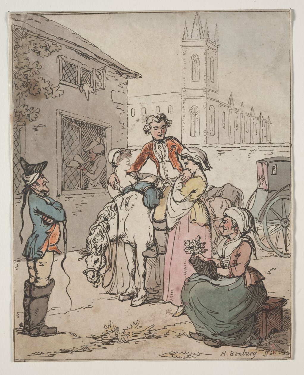 Scene utenfor et vertshus av Henry William Bunbury