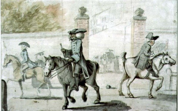 Scene ved inngangsporten til en Oxford College (trykk) av Henry William Bunbury