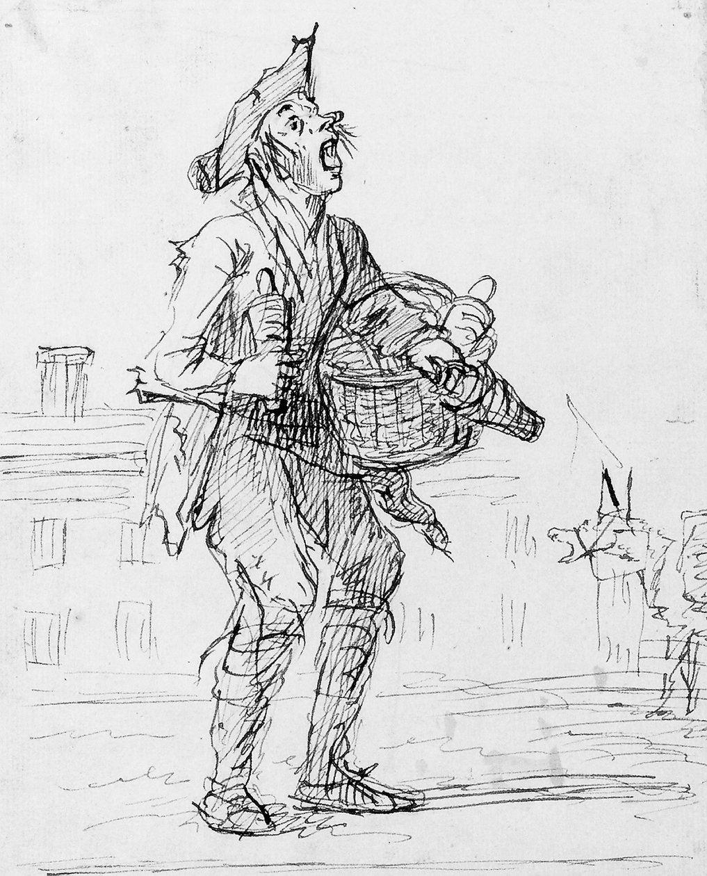 Studie av en gateskriker med et esel av Henry William Bunbury