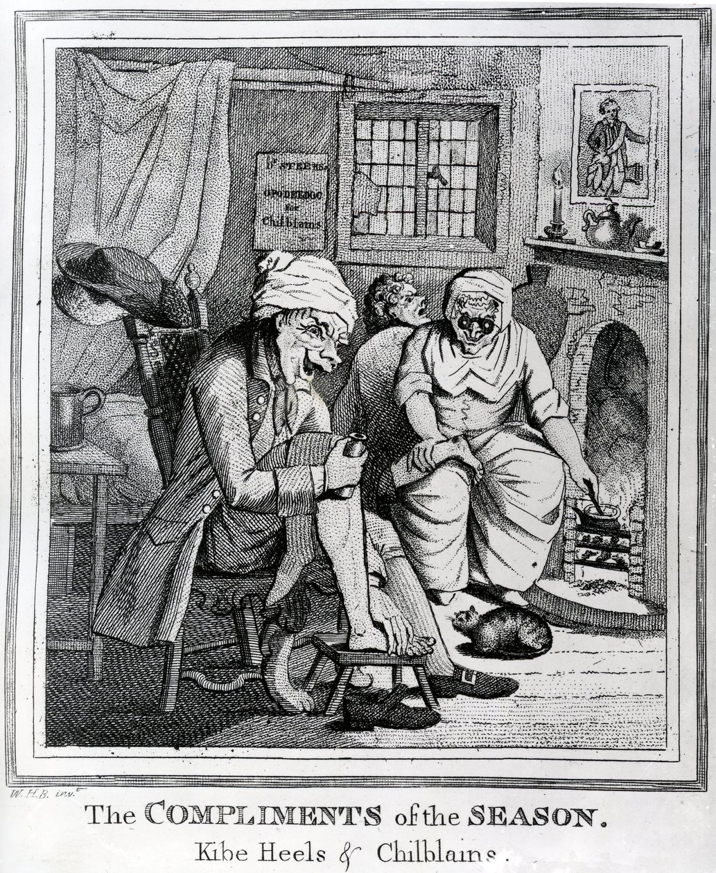 The Compliments of the Season, Kibe Heels und Chillblains, ca. 1785 av Henry William Bunbury