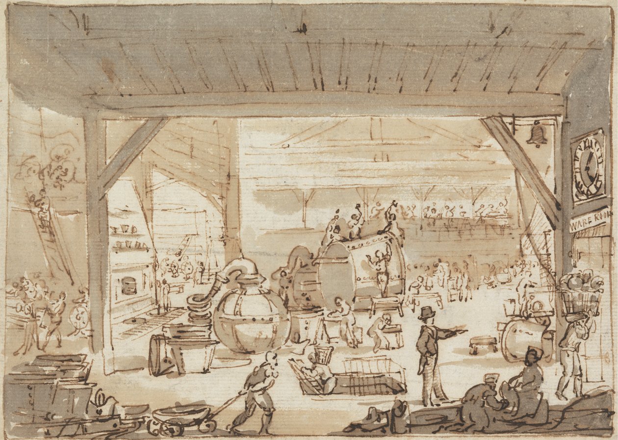 Interiør i en Coppersmith's, Shoe Lane av Henry William Burgess