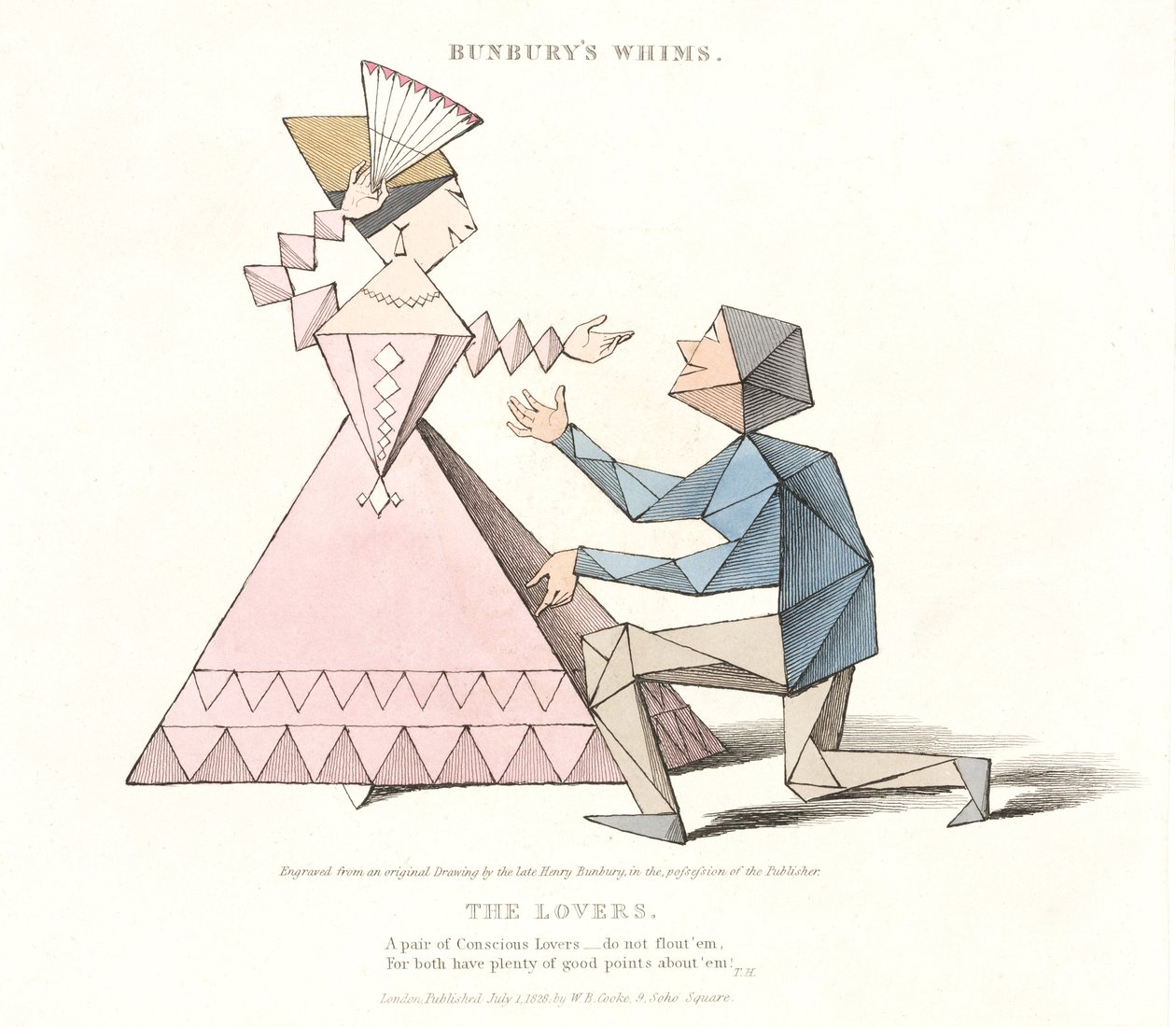 The Lovers, fra Bunburys Whims, 1828 av Henry William after Bunbury