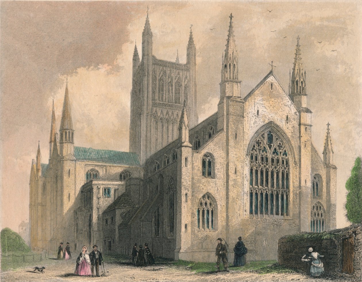 Worcester Cathedral, North West View, 1836 av Henry Winkles