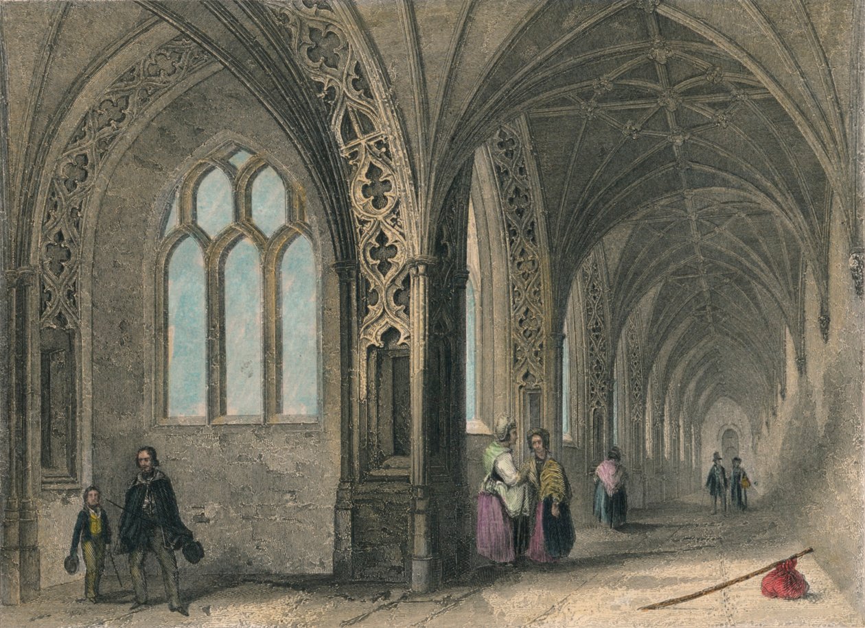 Worcester katedral. The Cloisters, 1836 av Henry Winkles