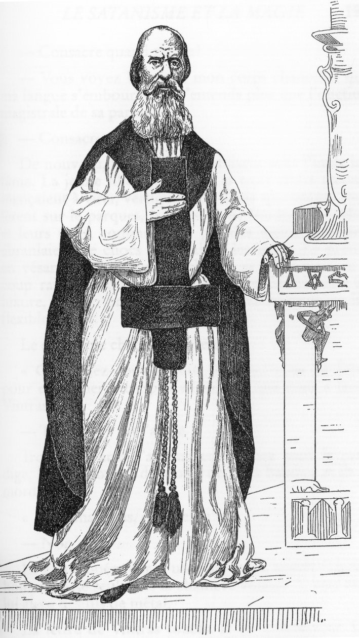 Portrett av Pierre Eugene Ventras (1807-1875) (Pierre-Michel-Elijah) arbeider som utgir seg for å være reinkarnasjonen av profeten Elie Tegning av Henry de Malvost fra "Satanism and Magic"" av Jules Bois 1895 Privat samling av Henry de Malvost