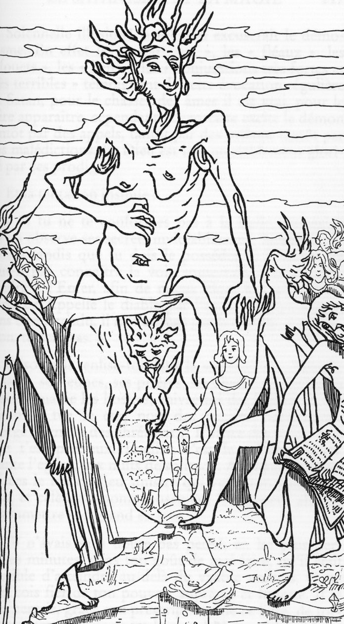 Satans tilhengere tramper Kristus Tegning av Henry de Malvost fra «Satanism and magic» av Jules Bois 1895 Privat samling av Henry de Malvost