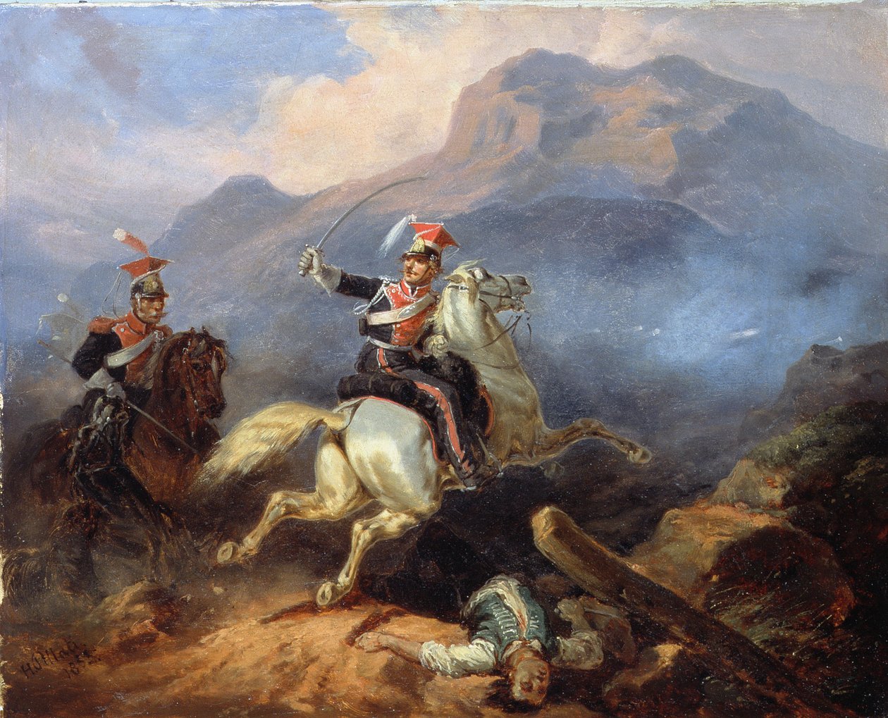 Kozietulski i slaget ved Somosierra i 1808, 1855 av Henryk Pillati