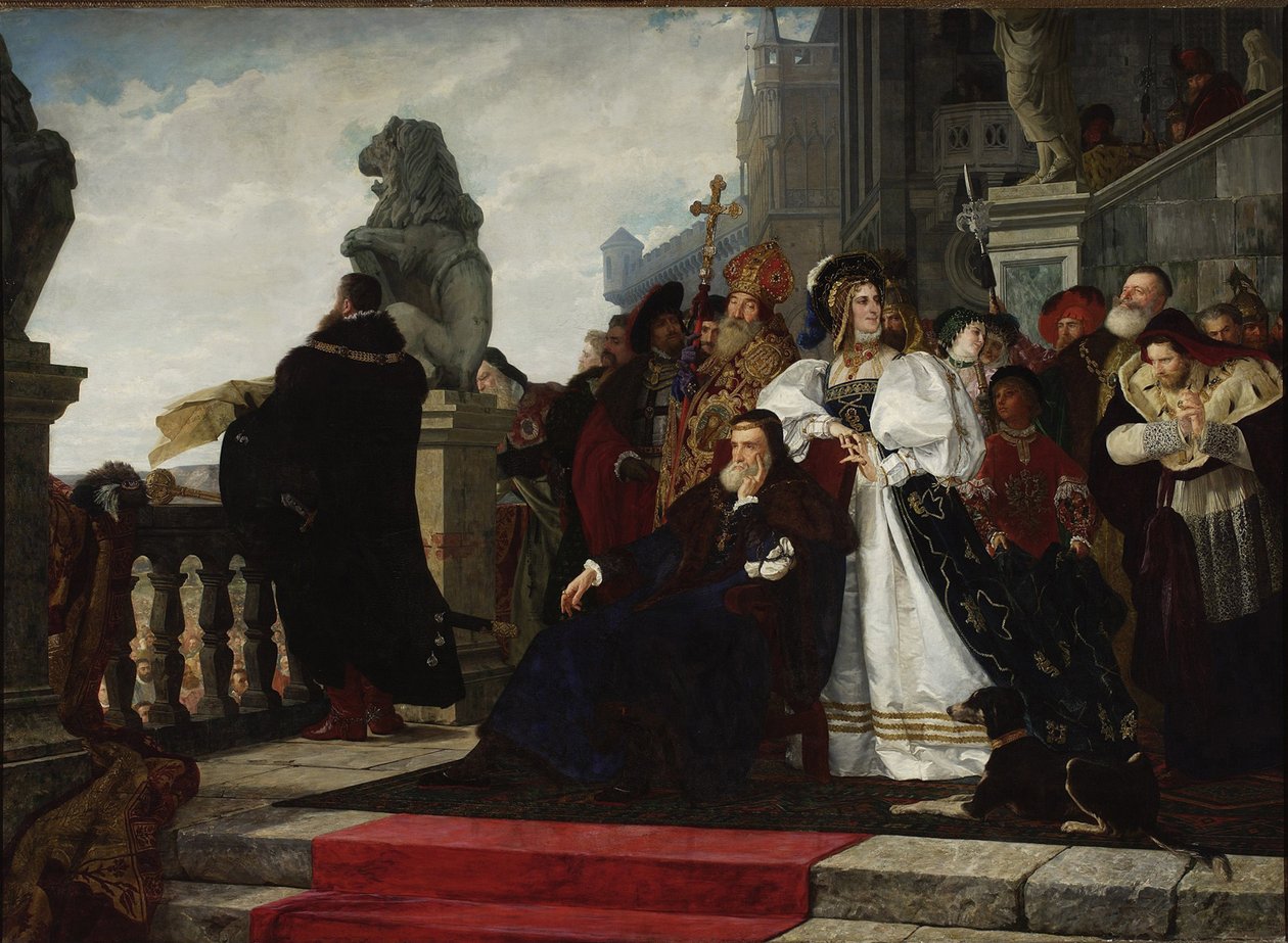 Sigismund I av Polen (1467-1548) - Kyllingkrigen (1537) - paret Rodakowski, Henryk (1823-1894). Olje på lerret, størrelse: 192,5x2 av Henryk Hipolit Rodakowski