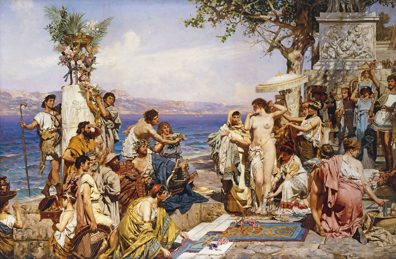 Phryne på festivalen Poseidon, havets gud, av Henryk Siemieradzki
