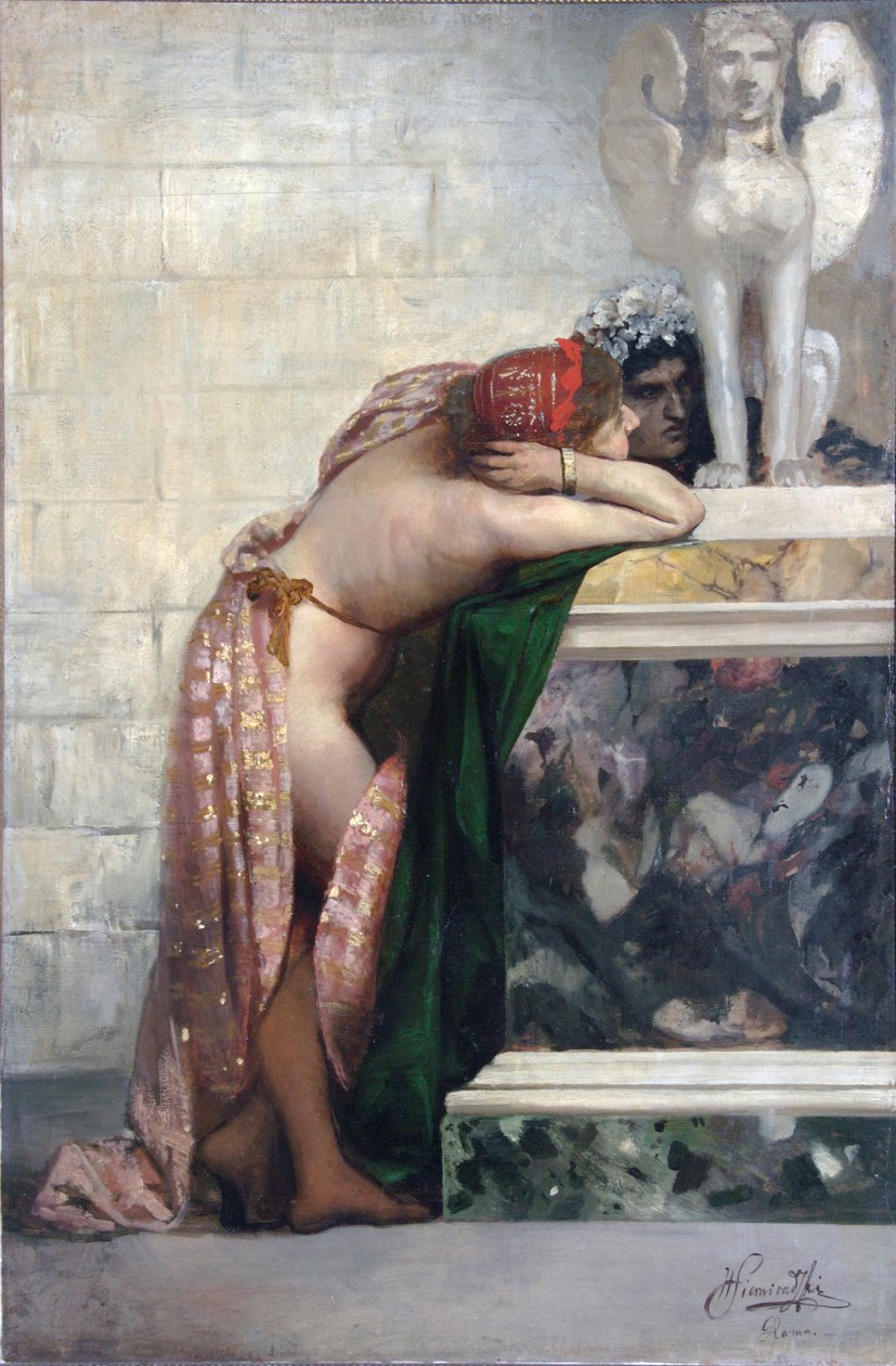 To figurer av en statue av sfinks, 1870-tallet av Henryk Siemiradzki