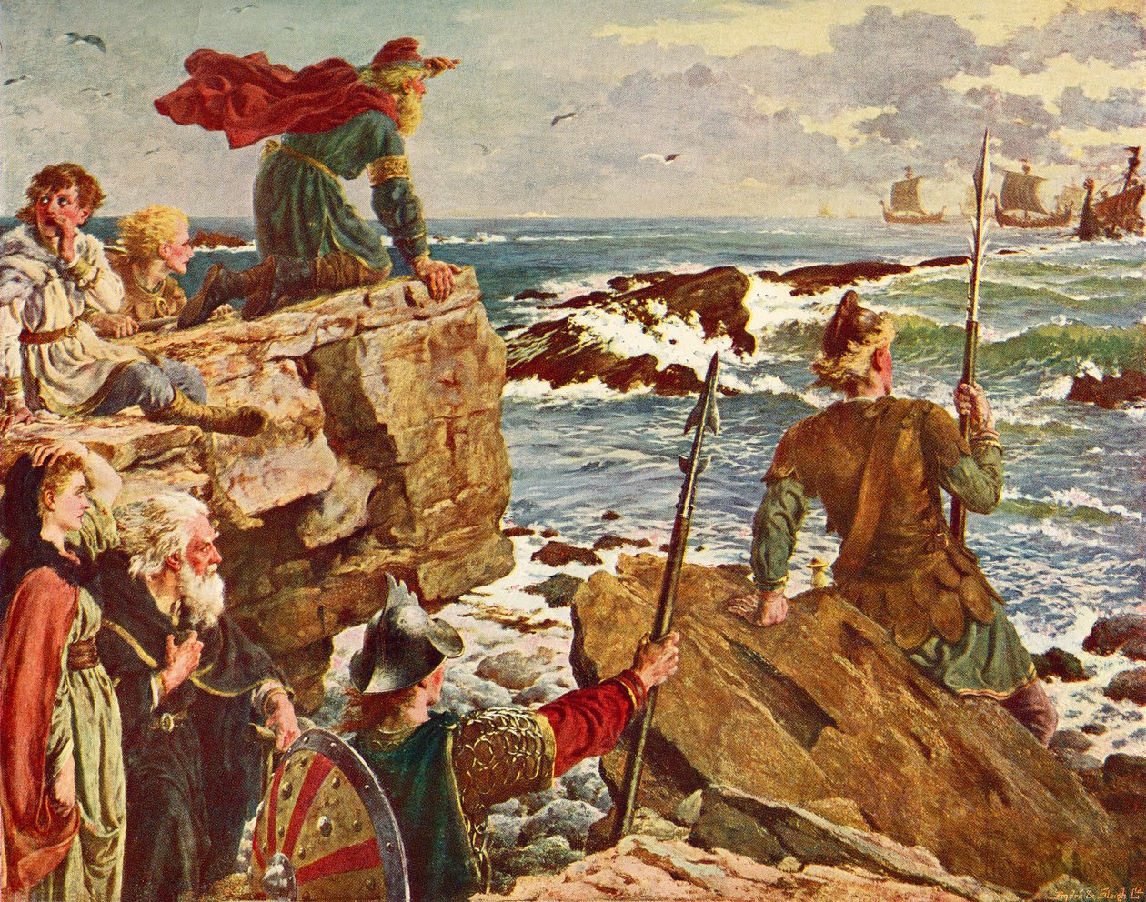 Danskene seiler opp den engelske kanalen c.877. Fra Cassell