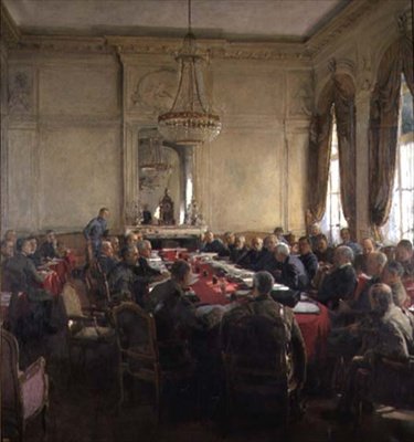 Et møte i Interallied Superior Council på Trianon-palasset, Versailles juli 1918 av Herbert Arnould Olivier
