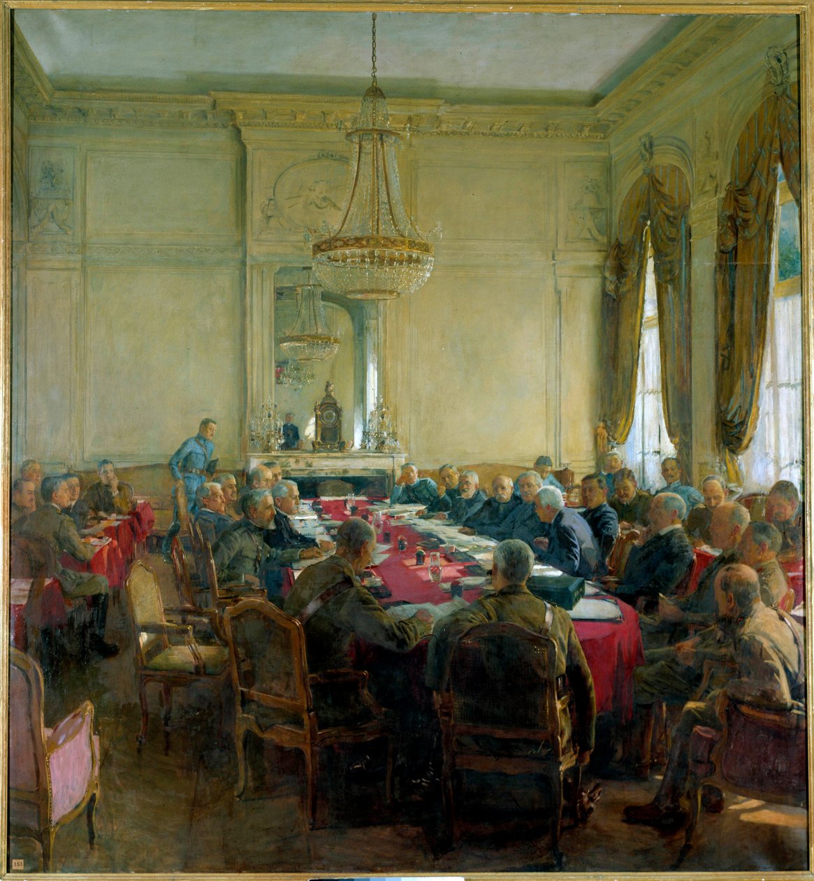 Første verdenskrig (1914-1918): "Et møte i Superior Council på Trianon-palasset i Versailles i juli 1918" av Herbert Arnould Olivier